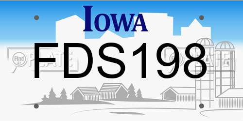 FDS198 Iowa License Plate