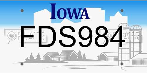 FDS984 Iowa License Plate