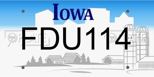 FDU114 Iowa License Plate