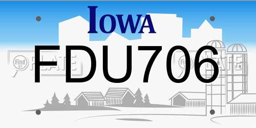 FDU706 Iowa License Plate