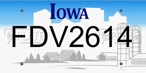FDV2614 Iowa License Plate
