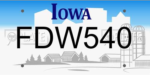 FDW540 Iowa License Plate