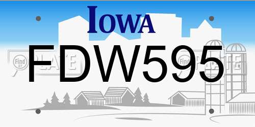 FDW595 Iowa License Plate