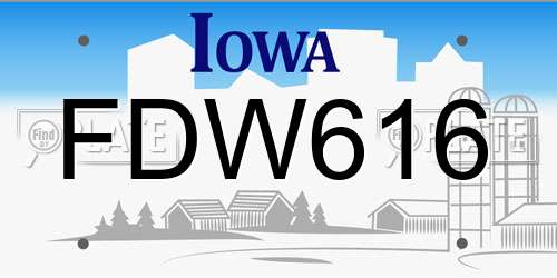 FDW616 Iowa License Plate