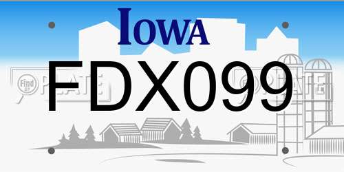 FDX099 Iowa License Plate