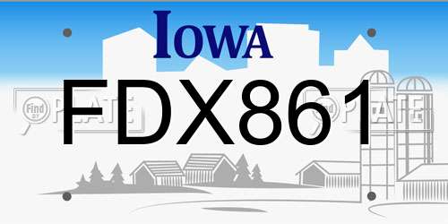 FDX861 Iowa License Plate