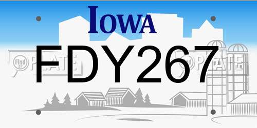 FDY267 Iowa License Plate