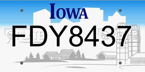 FDY8437 Iowa License Plate