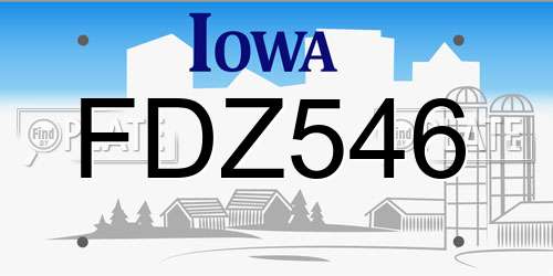 FDZ546 Iowa License Plate