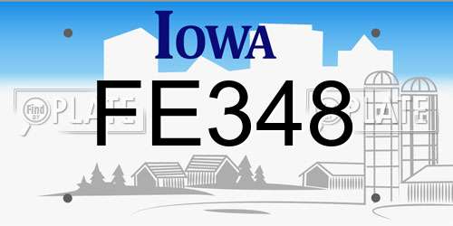 FE348 Iowa License Plate