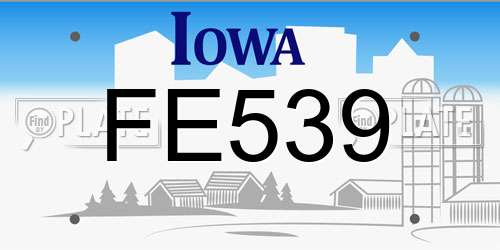 FE539 Iowa License Plate