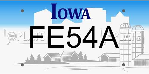 FE54A Iowa License Plate