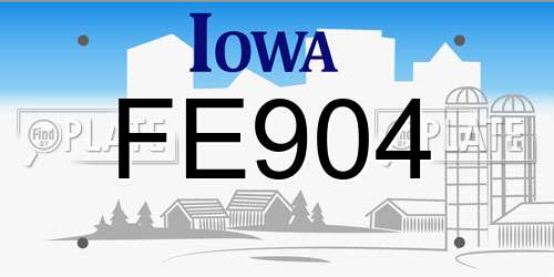 FE904 Iowa License Plate