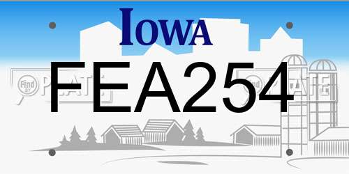 FEA254 Iowa License Plate