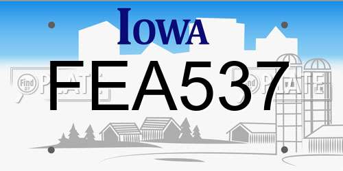 FEA537 Iowa License Plate