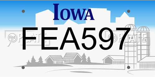 FEA597 Iowa License Plate