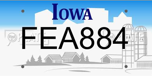 FEA884 Iowa License Plate