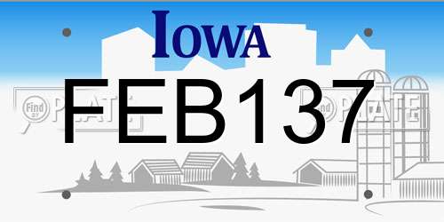 FEB137 Iowa License Plate