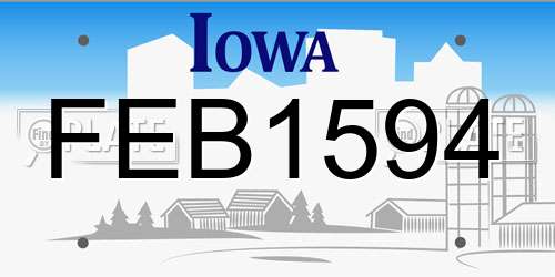 FEB1594 Iowa License Plate