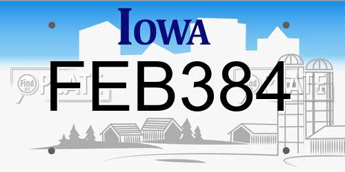 FEB384 Iowa License Plate