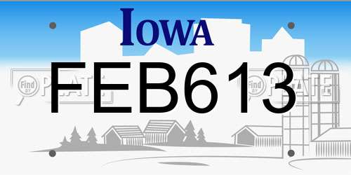 FEB613 Iowa License Plate