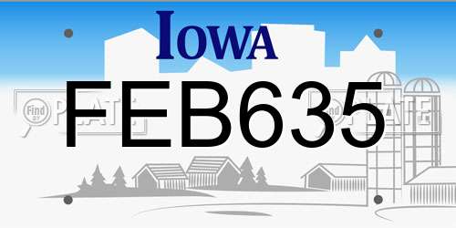FEB635 Iowa License Plate