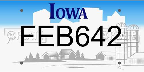 FEB642 Iowa License Plate
