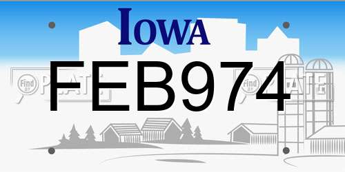 FEB974 Iowa License Plate