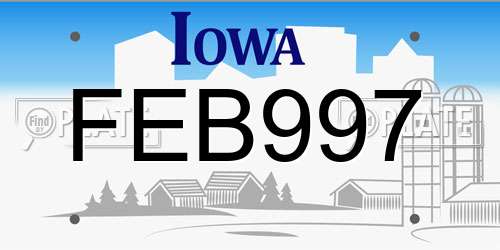FEB997 Iowa License Plate
