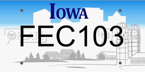 FEC103 Iowa License Plate