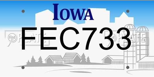FEC733 Iowa License Plate