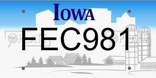 FEC981 Iowa License Plate
