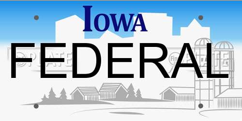 FEDERAL Iowa License Plate