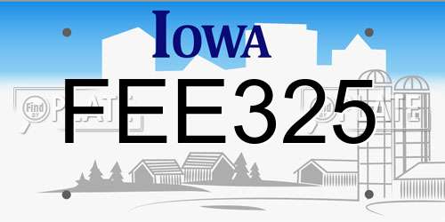 FEE325 Iowa License Plate