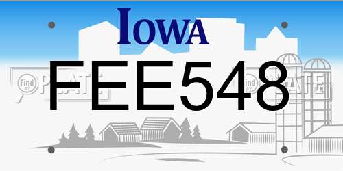 FEE548 Iowa License Plate