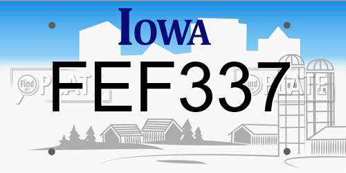 FEF337 Iowa License Plate