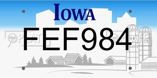 FEF984 Iowa License Plate
