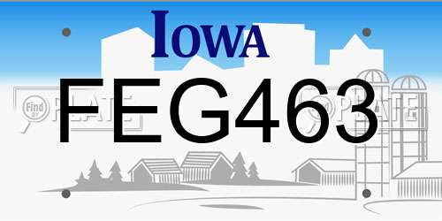 FEG463 Iowa License Plate