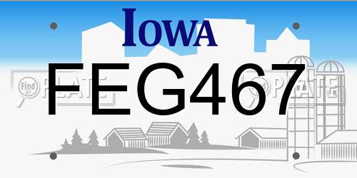 FEG467 Iowa License Plate