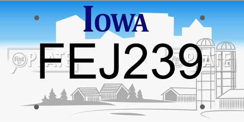 FEJ239 Iowa License Plate