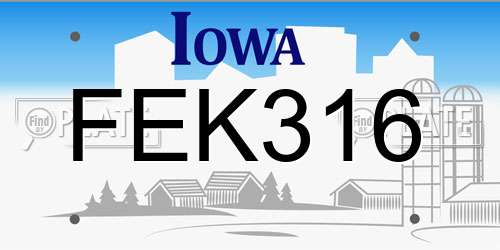 FEK316 Iowa License Plate