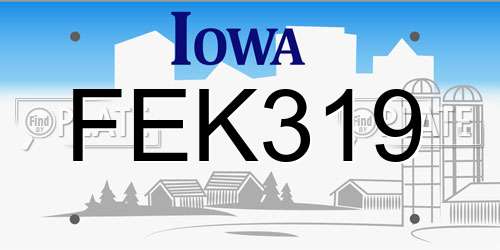 FEK319 Iowa License Plate