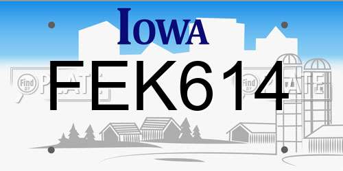 FEK614 Iowa License Plate