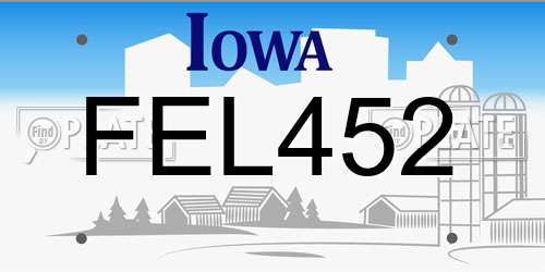 FEL452 Iowa License Plate