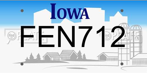 FEN712 Iowa License Plate