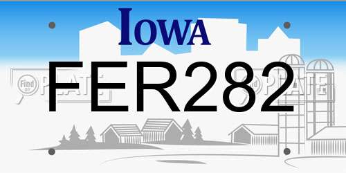 FER282 Iowa License Plate
