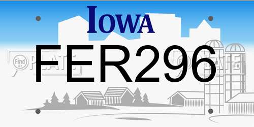 FER296 Iowa License Plate