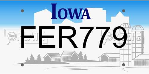 FER779 Iowa License Plate