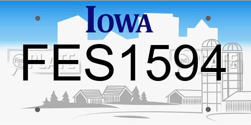 FES1594 Iowa License Plate