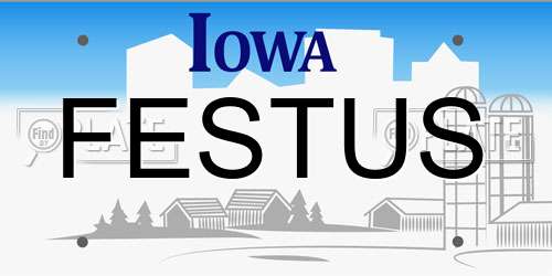 FESTUS Iowa License Plate